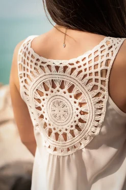 Set con dettagli all'uncinetto, bianco