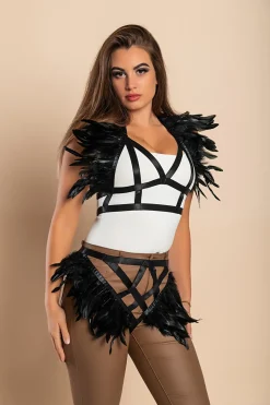 Set con piume, nero