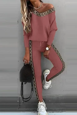 Set con stampa geometrica, rosa chiaro