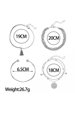 SET DI 4 BRACCIALI A VARIE FORME EVENNE, ARGENTO