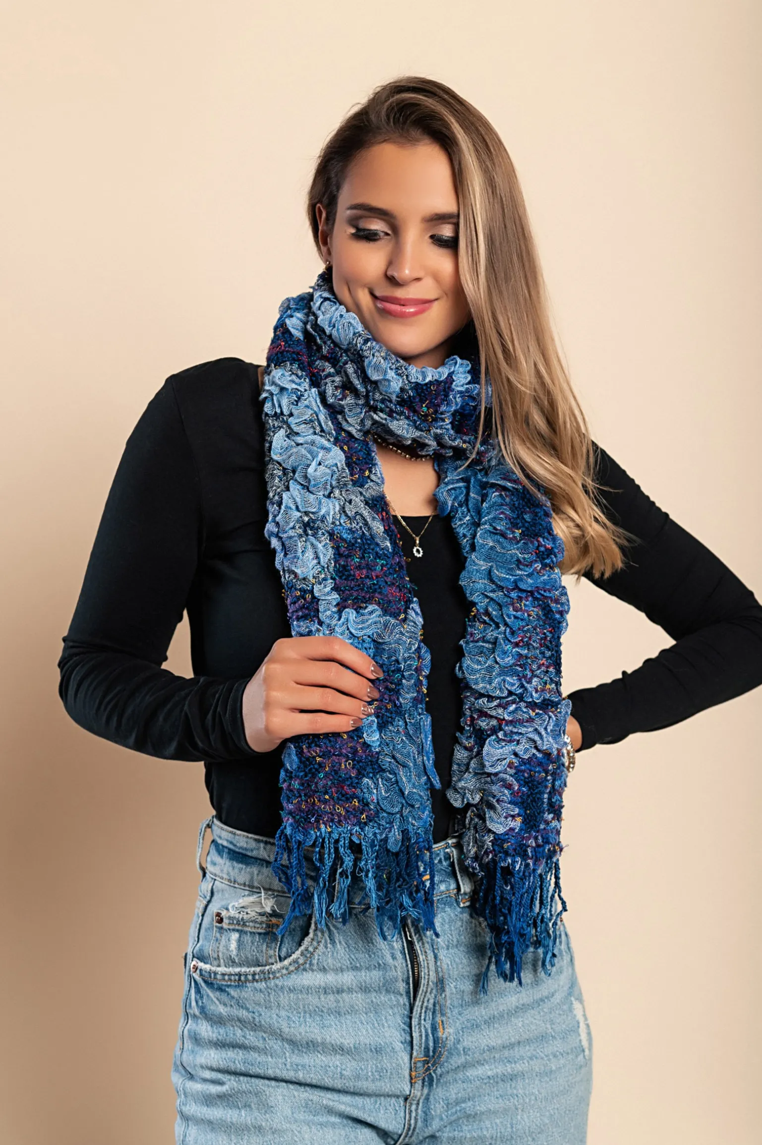 Set di 7 sciarpe, multicolore