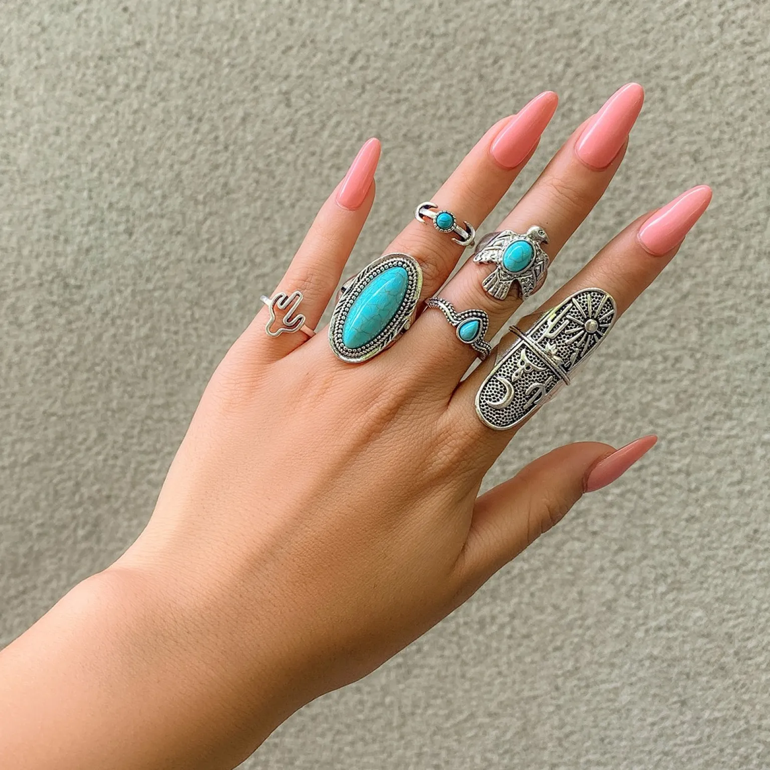 Set di anelli, colore argento