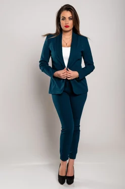 Set pantaloni e blazer semplici ed eleganti Estrena, Petrolio