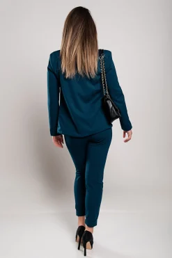 Set pantaloni e blazer semplici ed eleganti Estrena, Petrolio