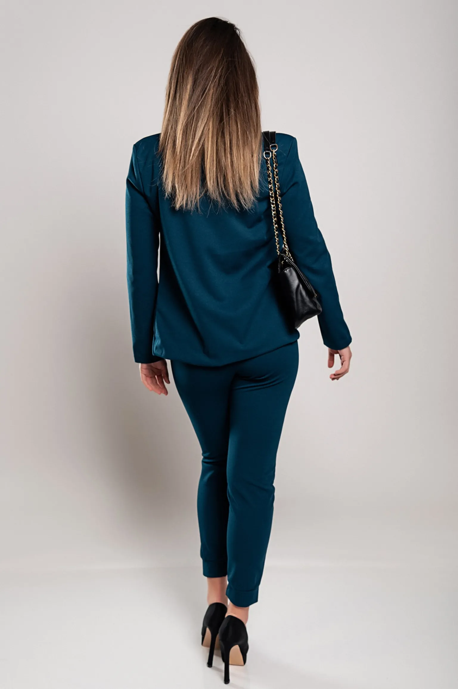 Set pantaloni e blazer semplici ed eleganti Estrena, Petrolio