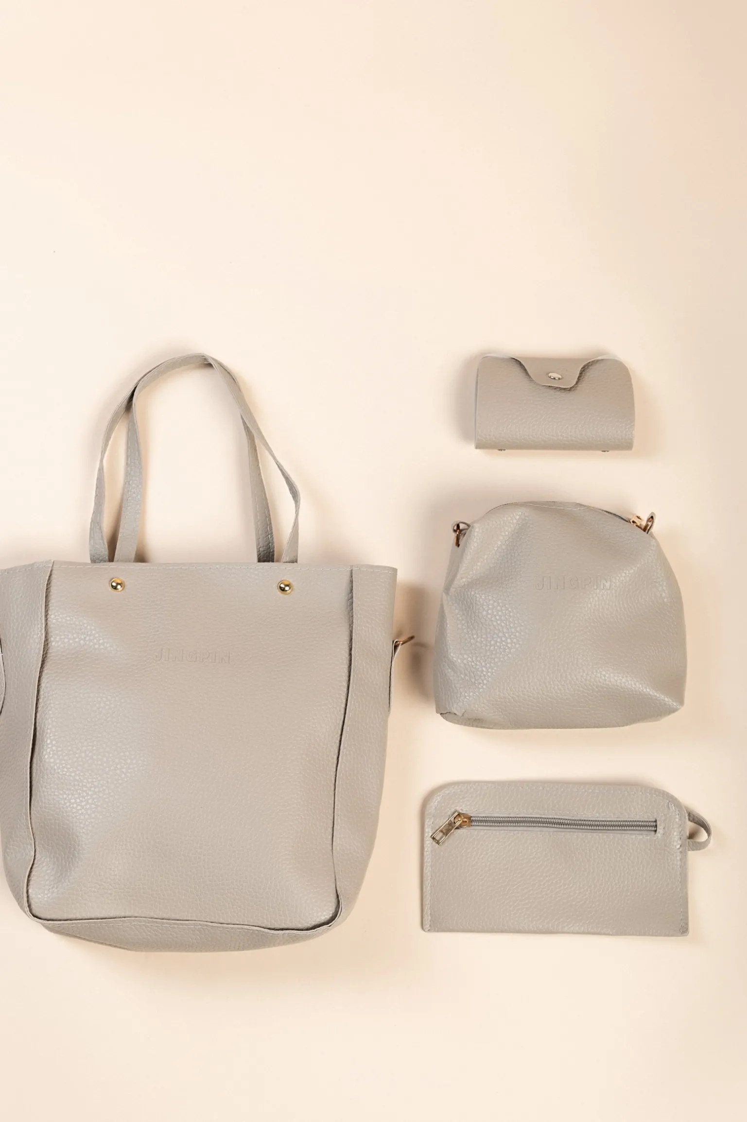Set portamonete e portafoglio, 4 pezzi, grigio