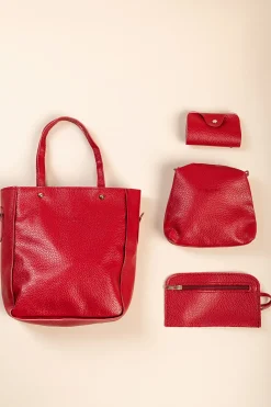 Set portamonete e portafoglio, 4 pezzi, rosso