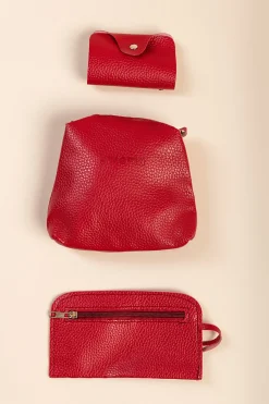 Set portamonete e portafoglio, 4 pezzi, rosso