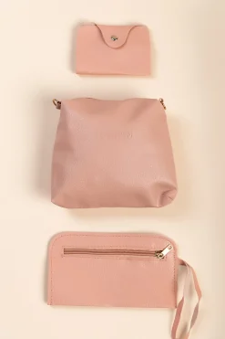Set portamonete e portafoglio, 4 pezzi, rosa
