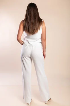 Set top e pantaloni lunghi, bianco