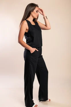 Set top e pantaloni lunghi, nero