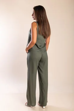 Set top e pantaloni lunghi, oliva