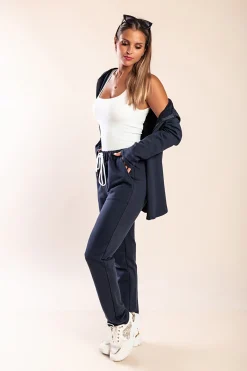 Set tuta con cerniera, blu scuro