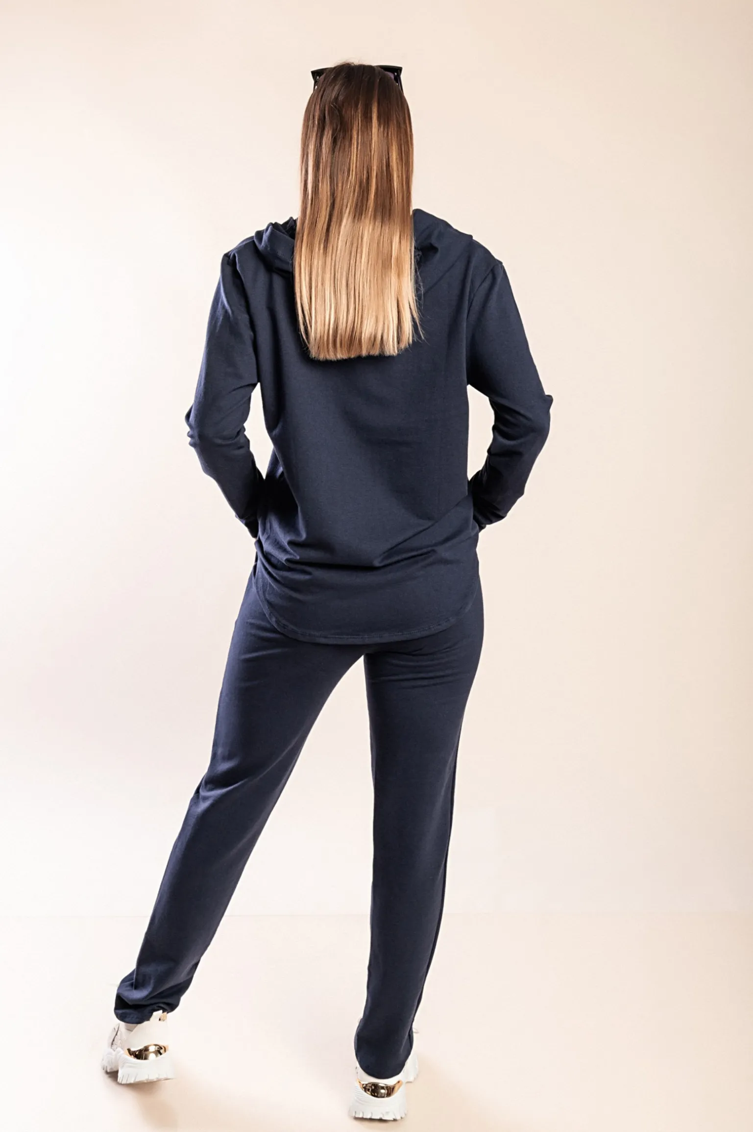 Set tuta con cerniera, blu scuro