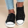 Sneaker alla moda con tomaia in pizzo, colore nero