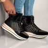 Sneaker fashion realizzata in similpelle e tessuto Alreya, nera