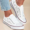 Sneakers alla moda con tomaia in pizzo, colore bianco