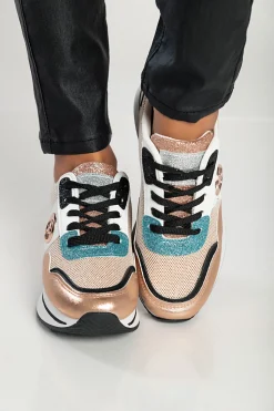 Sneakers fashion con dettaglio decorativo, FF525, colore champagne.