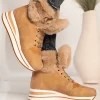 Sneakers in ecopelle e tessuto Teula, beige
