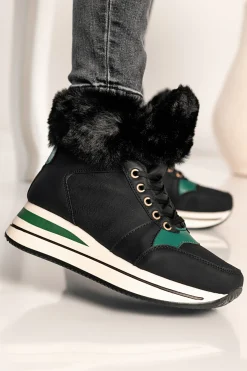 Sneakers in ecopelle e tessuto Teula, colore nero