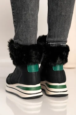 Sneakers in ecopelle e tessuto Teula, colore nero