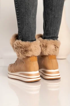 Sneakers in ecopelle e tessuto Teula, beige