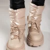 Stivaletti caldi con lacci, beige