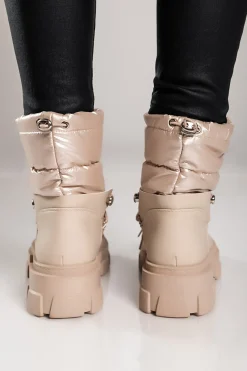 Stivaletti caldi con lacci, beige