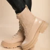 Stivaletti con lacci, beige