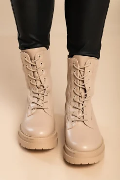 Stivaletti con lacci, beige
