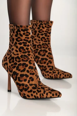 Stivaletti con tacco alto, leopardati
