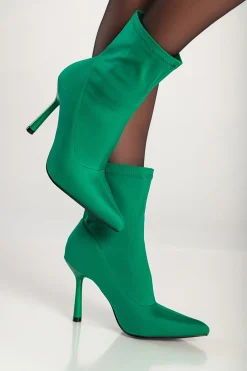Stivaletti con tacco alto, verde