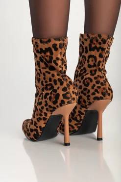 Stivaletti con tacco alto, leopardati