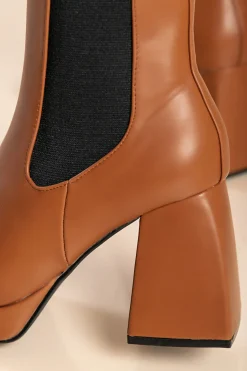 Stivaletti eleganti con tacco alto, U4AX89688, cammello
