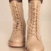 Stivaletti stringati, beige