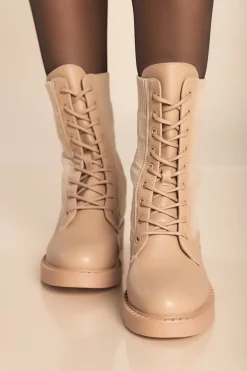 Stivaletti stringati, beige