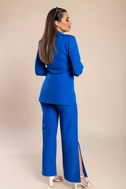 Tailleur pantalone elegante tinta unita, blu royal