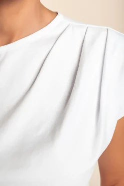 Top a maniche corte, bianco