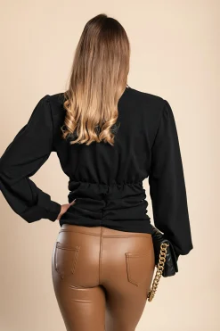Top con stampa geometrica, nero