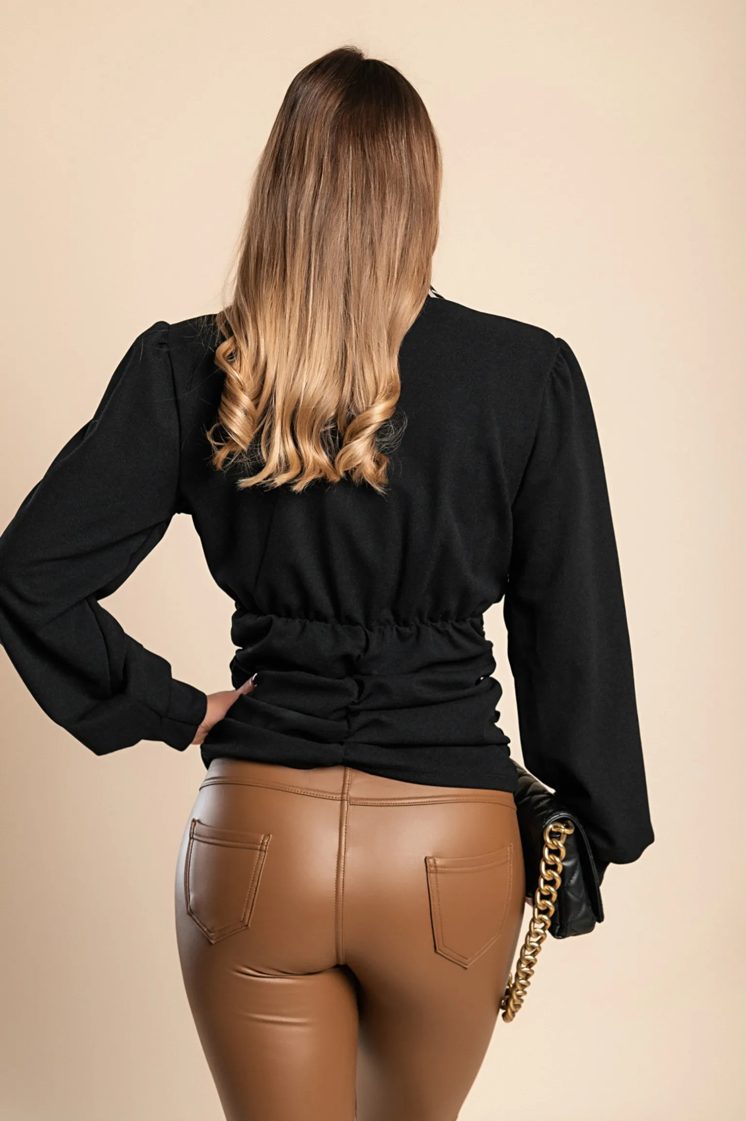 Top con stampa geometrica, nero