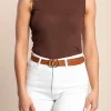 Top in cotone, marrone