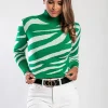 Top lavorato a maglia con maniche lunghe, verde