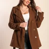 Trench corto con bottoni, cammello