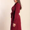Trench elegante con bottoni, bordeaux