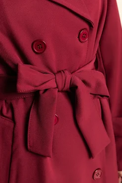 Trench elegante con bottoni, bordeaux
