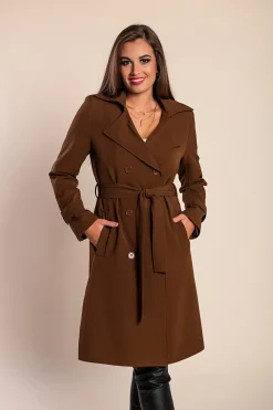 Trench elegante con bottoni, cammello