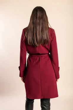 Trench elegante con bottoni, bordeaux