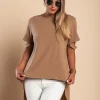 T-shirt corta asimmetrica Vebtura, marrone