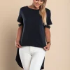 T-shirt corta asimmetrica Vebtura, blu scuro