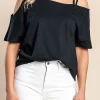 T-shirt in cotone ampia, nera